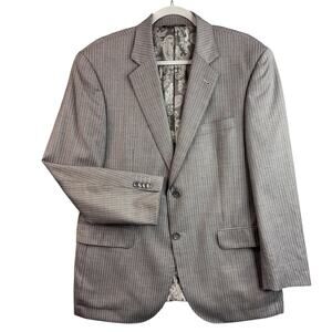 Manzini Italy Super 150's Wool Blazer Sport Coat 40S Gray Pinstripe